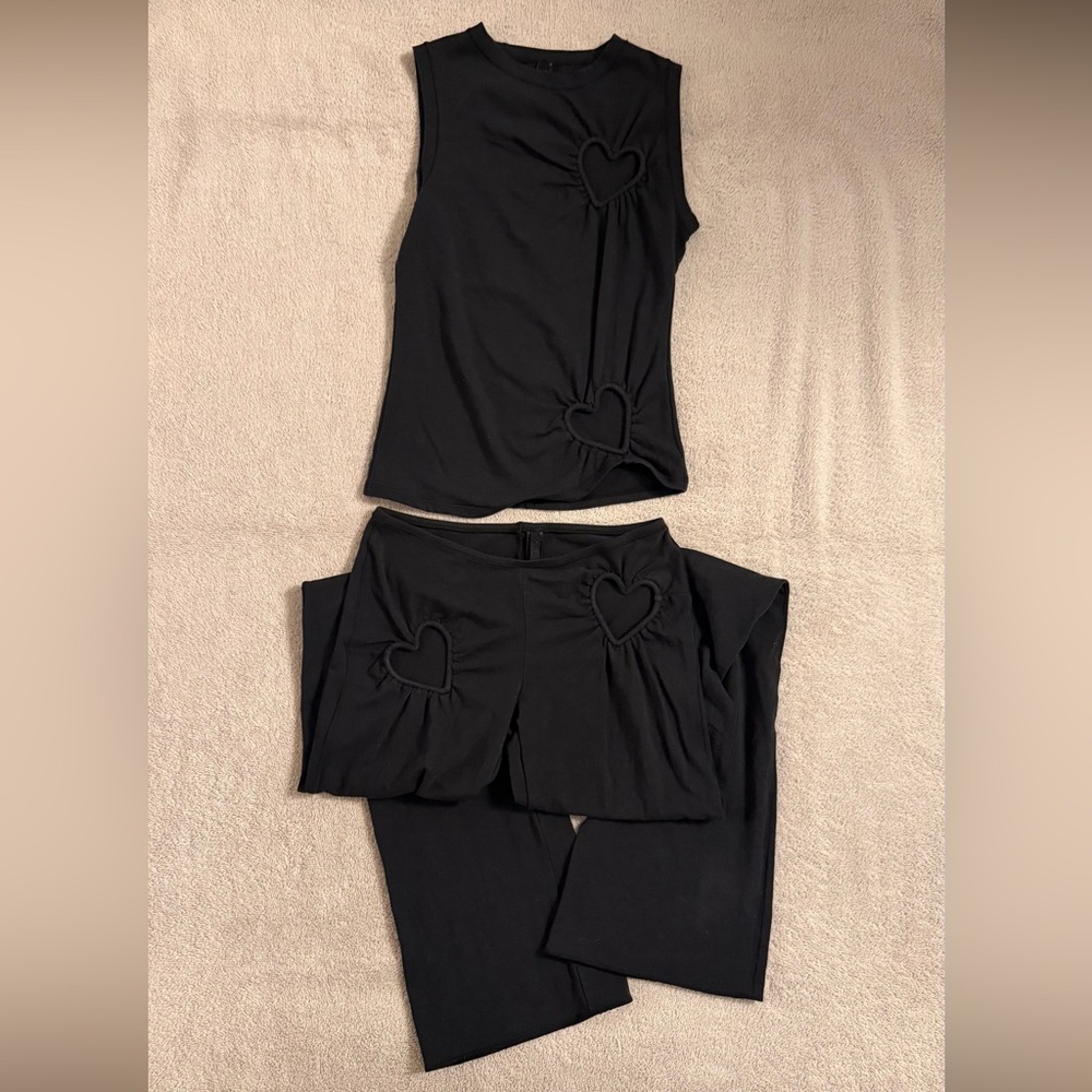 SKIMS - Valentines Heart Cotton Blend Jersey Set Small Top & XS Pants - Picture 7 of 11